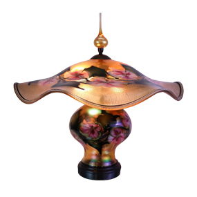 Signed Charles Lotton 1999 Multiflora Art Glass Table lamp