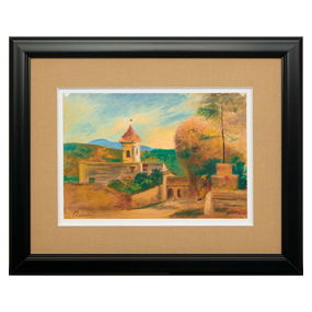 Pierre-Auguste Renoir – Mixed Media on Paper (Landscape with Figure)