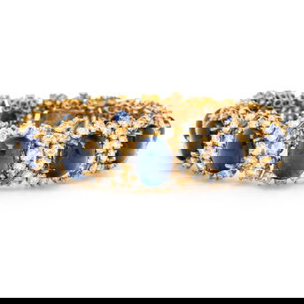 André Vassort for M. Gerard, Unheated Burmese Sapphire, Diamond, and Yellow Gold Bracelet