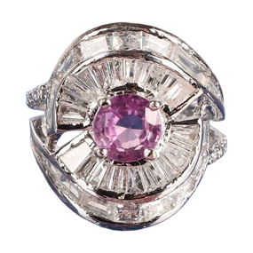 5.52CTW Pink Sapphire & Diamond Ladies Ring