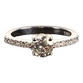 1.04CT Center Diamond Unity Ring in 14K White Gold