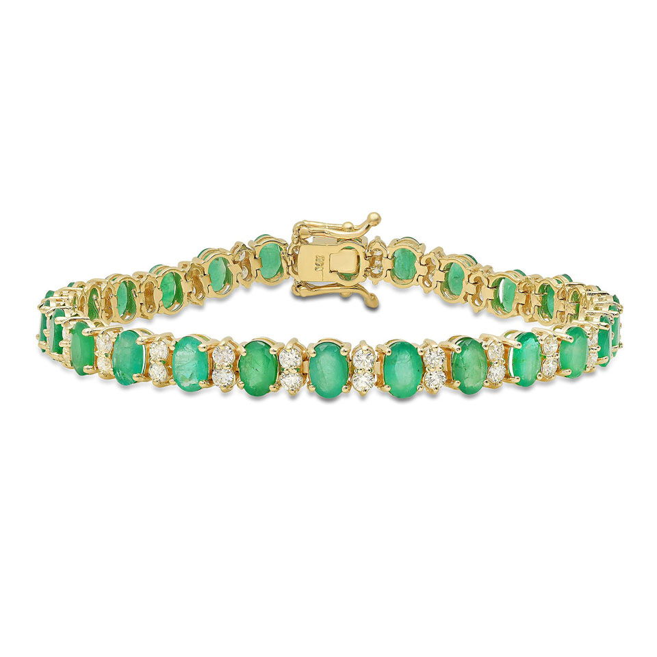 14K Yellow Gold with 17.14ct Emerald and 2.98ct Diamond Bracelet