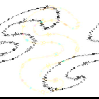 A Gold Gem-set Astrological Longchain Necklace