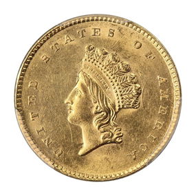 1854-P Type 2 Liberty Gold $1 PCGS MS62 Strong Strike