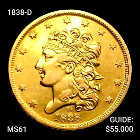 1838-D $5 Gold Half Eagle