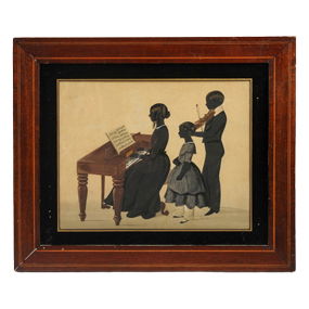 Mid 19th C American School Painted Silhouette