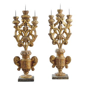 Pr. 18th C. Italian Baroque Giltwood Prickets