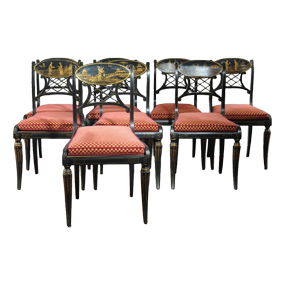 8 Regency Style Chinoiserie Side Chairs