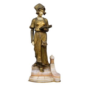 Dominique Alonzo Signed French Bronze Sculpture Titled “La Liseuse”