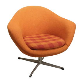 Rare Mid Century Bramminge Swivel Pod Chair Orange Tweed 1950s