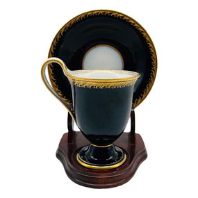 19th Century KPM Berlin Cobalt Gilt Tea Cup Saucer Set of 2