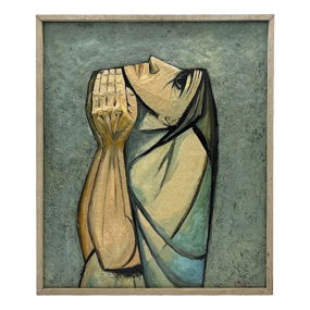 “Plegaria' (Prayer)” by Eduardo Kingman (Ecuador, 1913-1997) Oil on Canvas