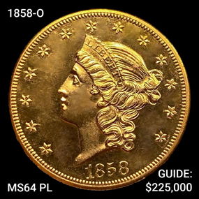 1858-O $20 Gold Double Eagle