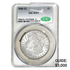 1890-CC Morgan Silver Dollar CAC MS61