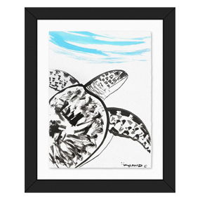 Wyland- Original Sumi Ink Painting “Turtle”
