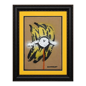 Banksy, “Banana Bomb” – Mixed Media on Cardboard