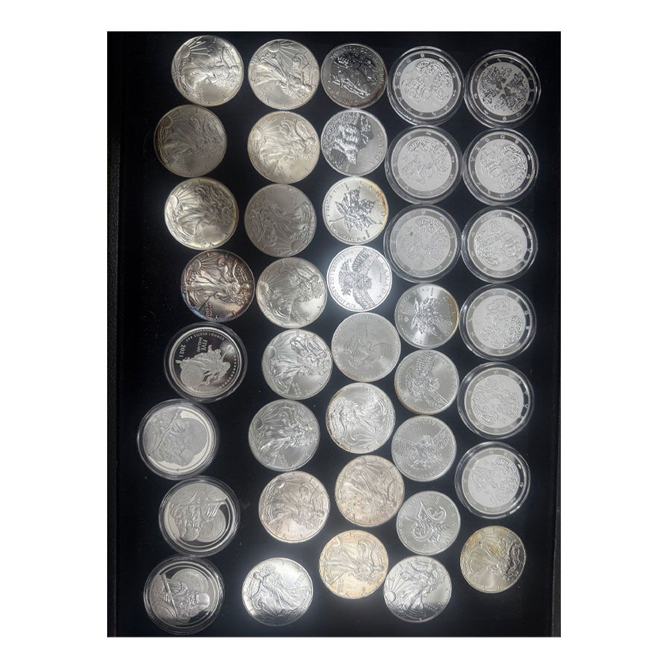 Mixed Lot of Varying Pure 1 Ounce Silver Round Coins .999 39 pieces