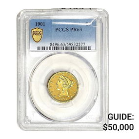 1901 $5 Gold Half Eagle PCGS PR63
