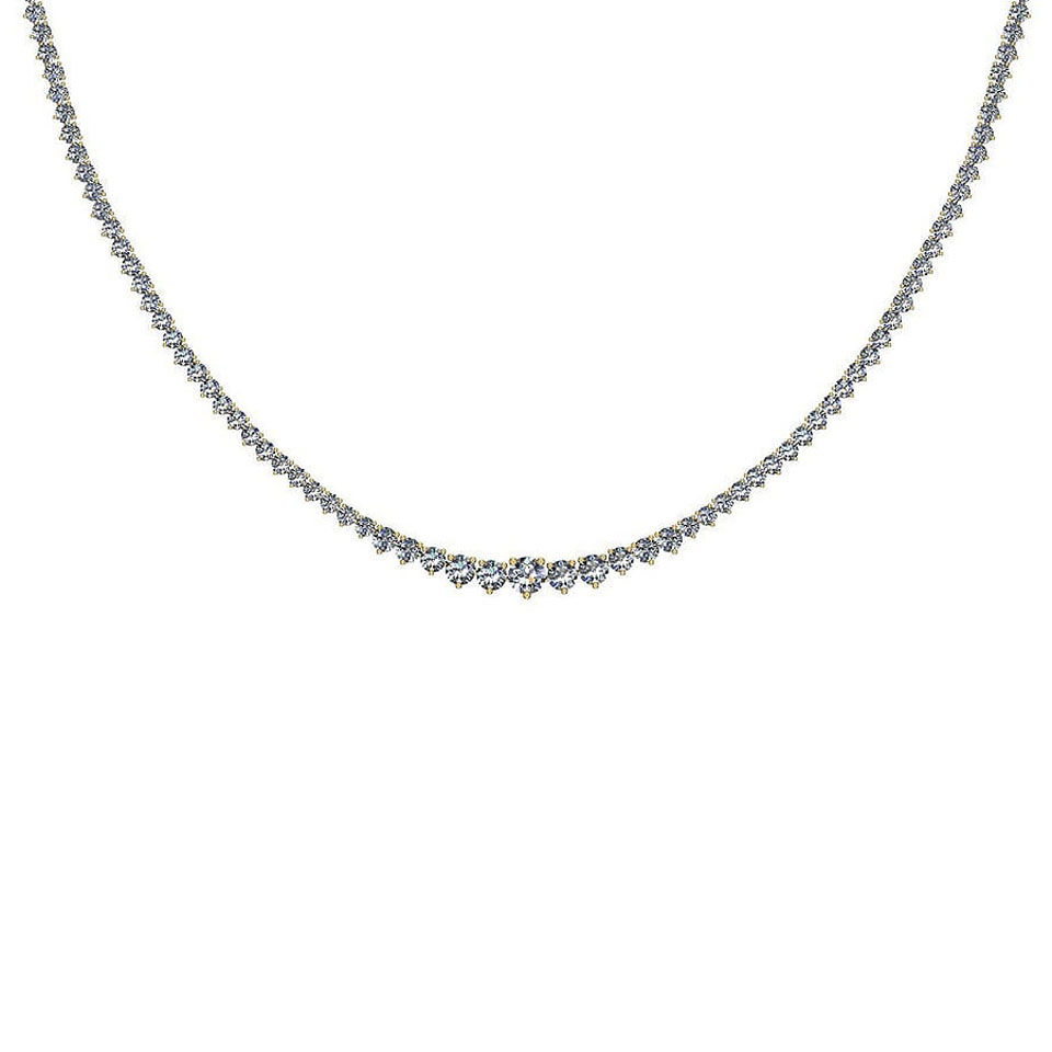 5.63 Ctw SI2/I1 Diamond 14K Yellow Gold Princess Necklace
