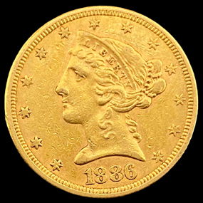 1886 $5 Liberty Head Half Eagle Closely Uncirculated