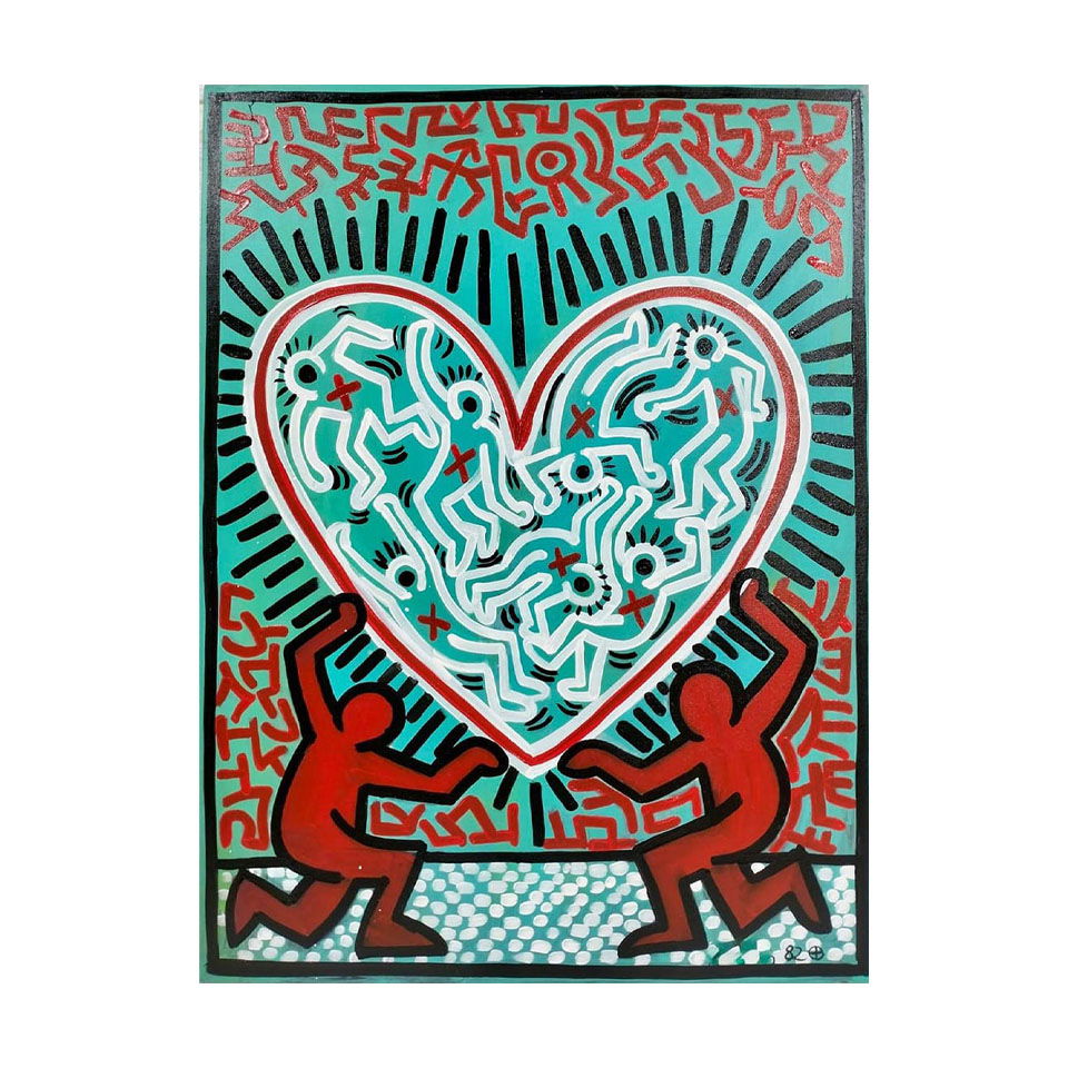 Keith Haring American 1958 - 1990 Acrylic/Canvas In The Style of. Warhol & Haring Pop Art