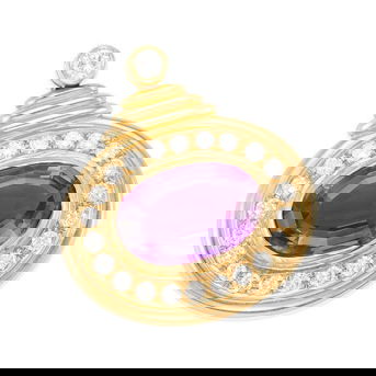 18k Gold, Amethyst and Diamond Pendant