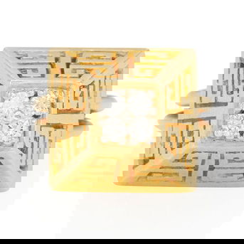 Tiffany & Co.: 18k Gold and Diamond Greek Key Ring