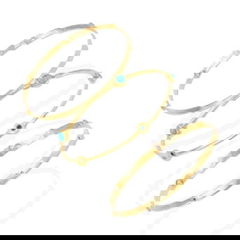 Group of Three 18k Gold and Gem-set Bangle Bracelets