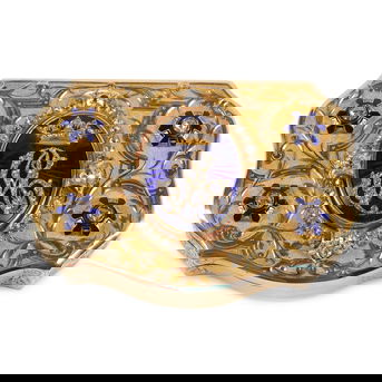 A French Gold, Diamond, and Guilloché Enamel Snuff Box