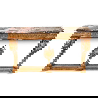 A Louis XVI Giltwood Marble-Top Console Table<br>Late 18th Century