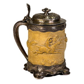 Antique Gorham Martele Sterling Silver and Ivory Tankard