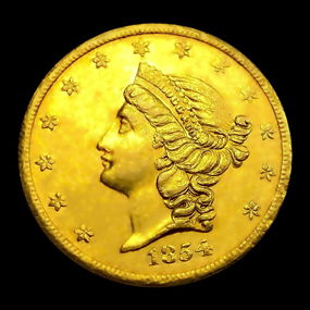 1854 Kellogg $20 California Gold