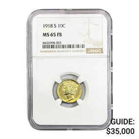 1918-S Mercury Silver Dime NGC MS65 FB