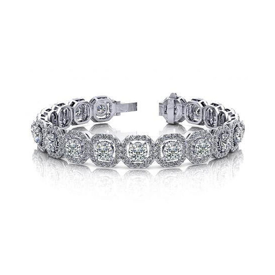 14KT White Gold 13 CTW G-H VS2/SI1 Octagon Red Carpet Diamond Bracelet
