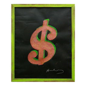 Andy Warhol Original Mixed Media/Chalk Dollar Sign