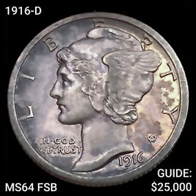1916-D Mercury Dime Choice BU FSB
