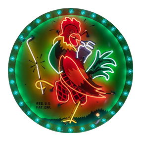 Amazing Chicken in the Rough Restaurant 4.5' SS Porcelain Factory Neon Sign w/ Bulb Perimeter
