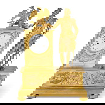 A Gilt Bronze Mantel Clock With a Figure of George Washington Attributed to Jacques Nicolas Pierre