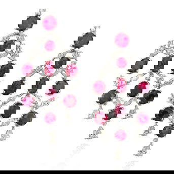 Ruby and Diamond Pendent Earrings