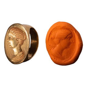 Huge Roman High Karat Gold Ring With Bust of Faustina the Younger