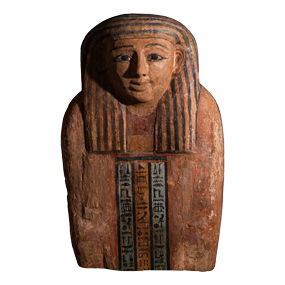 Large Egyptian Painted Wood Anthropoid Coffin Lid
