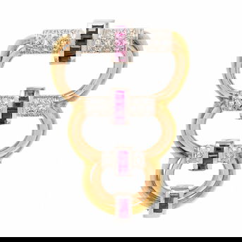 Retro, Diamond, Ruby, and Tricolor Gold Dress Clip