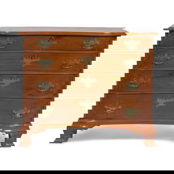 A Chippendale Cherry Oxbow Chest of Drawers