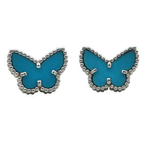 Van Cleef & Arpels Sweet Butterfly 18K White Gold and Turquoise Earrings