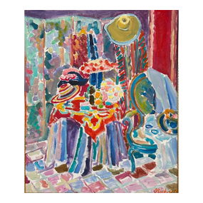 Joseph O'Sickey Oil, “Hats and Chair with Screen”