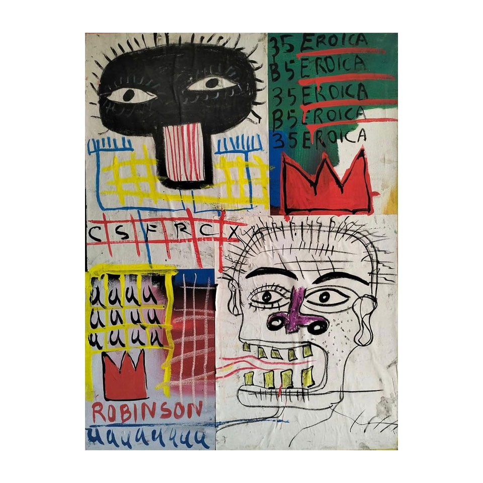 Jean Michel Basquiat 1960-1988 Mixed Media/Canvas In The Style of. Haring,Warhol,Basquiat Era.