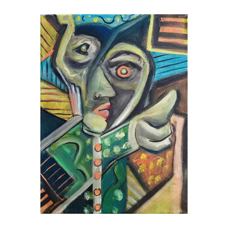 Pablo Picasso Spanish 1881-1973 Oil on Canvas Painting in the Style of Picasso. Magritte & Chagall