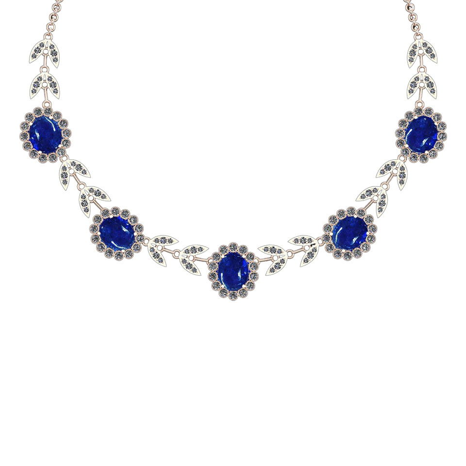 42.18 Ctw VS/SI1 Tanzanite and Diamond Prong Set 14K Rose Gold Pendant Necklace