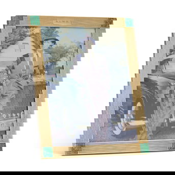 An American Jade-mounted Gold Photograph Frame Mark of Udall & Ballou, New York