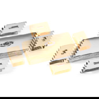 An American Jeweled Gold Cigarette Box and Four Matching Matchbox Holders Mark of Cartier